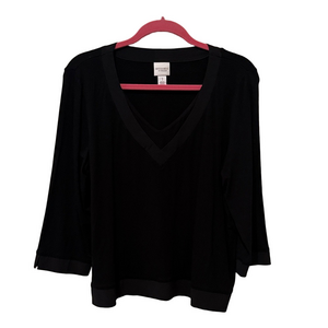 Chicos faux double layer black top, size 1, medium